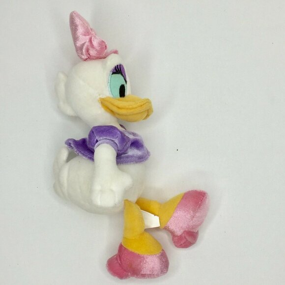 Diseny Daisy Duck 10" Plush Toy Pink Bow Purple Dress Mini Bean Bag Plushie - Picture 5 of 12